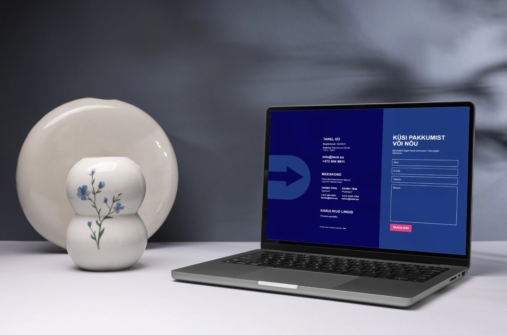 Tarel elektritööd kontaktvorm laptopis